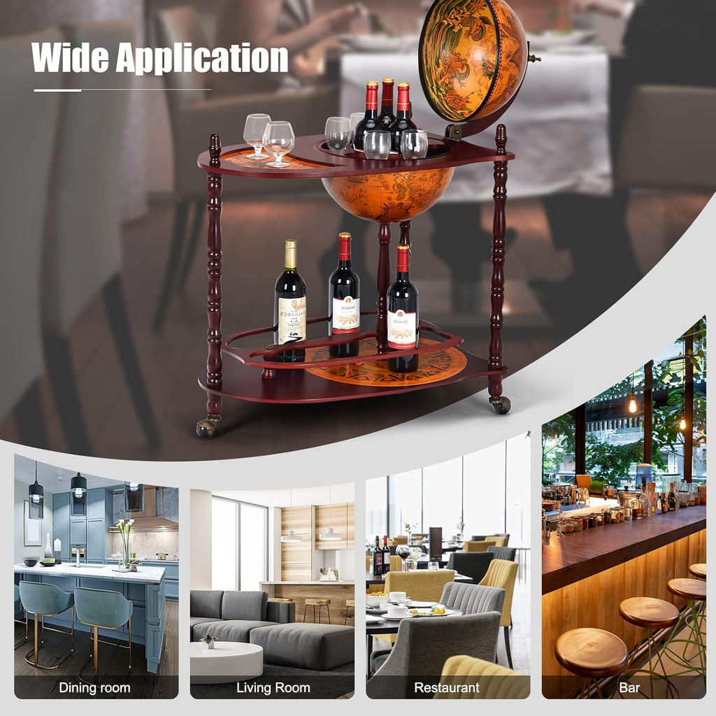 Globe Bar with Wheels and Bottom Shelf G982947