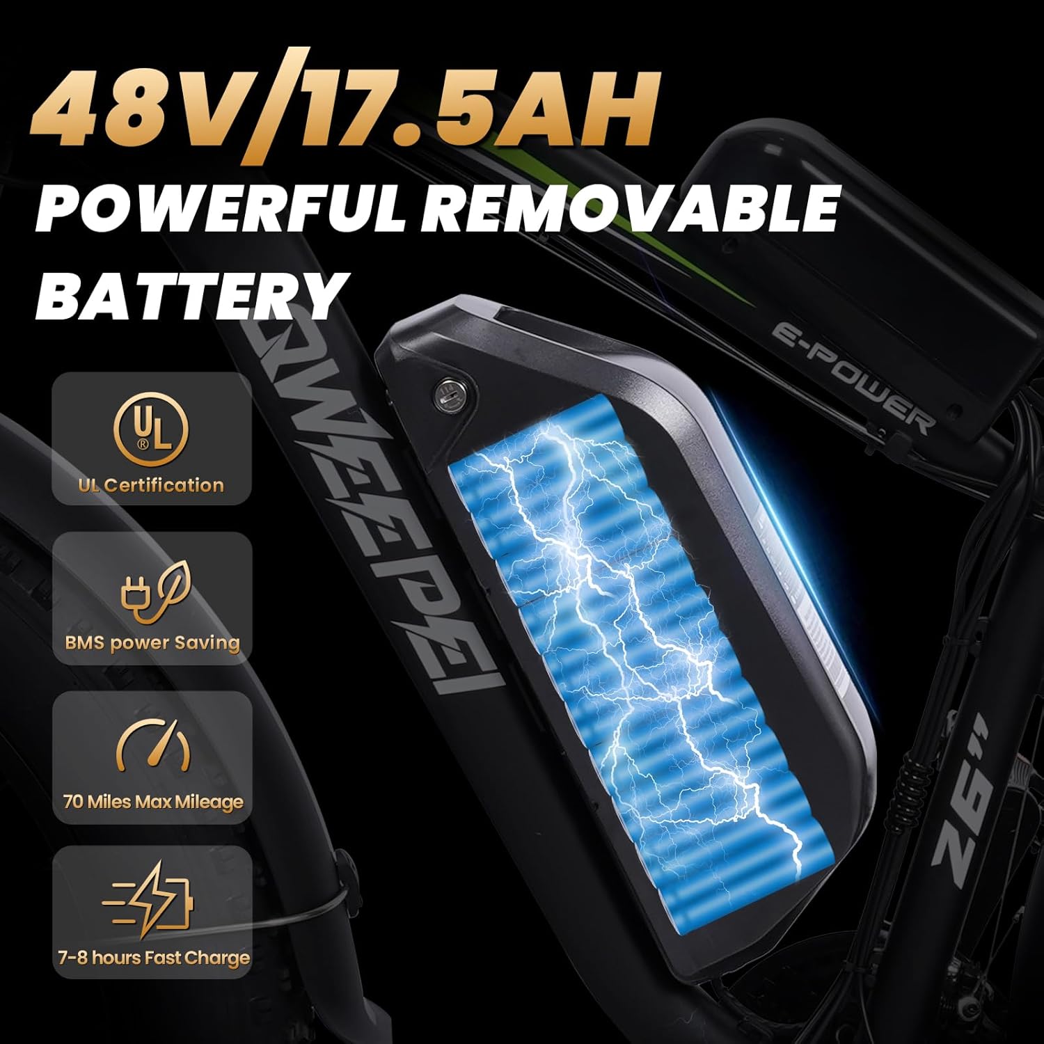 Electric Bike 1000W Brushless Motor 34MPH 17.5AH 840WH Battery 70 Miles 21-Speed Gears N90066