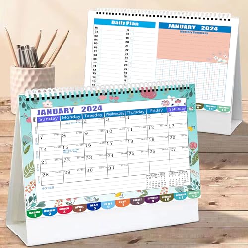 Desk Calendar, 12 Months, 8" x 6", Pink-Floral N62104