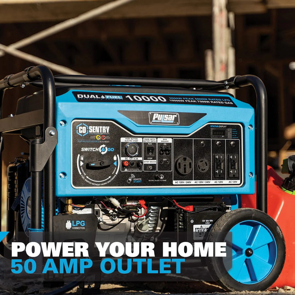 10,000 Watt Dual Fuel Portable Generator with Remote Start F7878