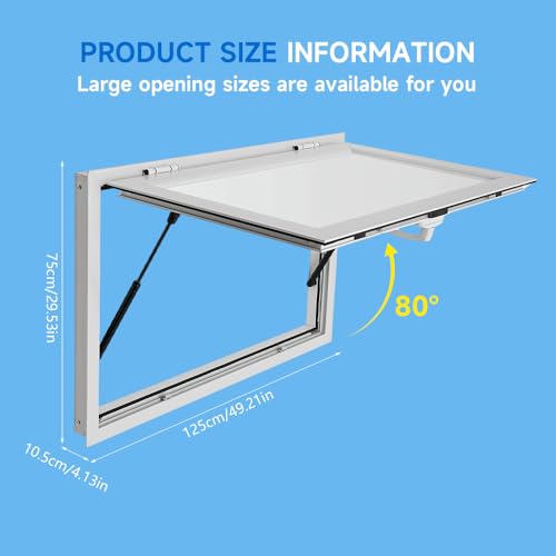 36" x 36" Aluminum Alloy Food Truck Service Window with 4 Screen Windows & Awning Door & Drag Hook O42658