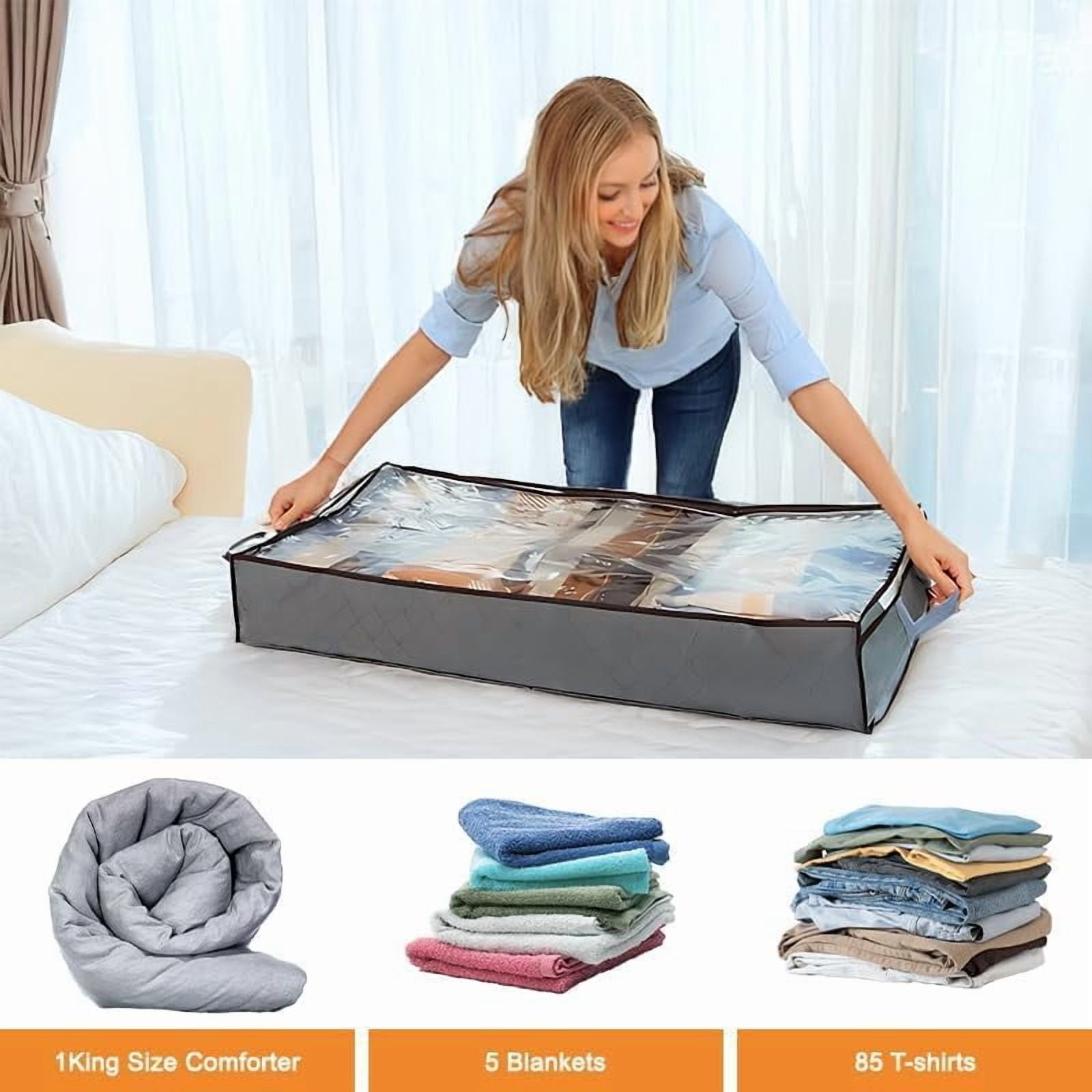 90L Under Bed Storage Containers Black 6 Pack T459
