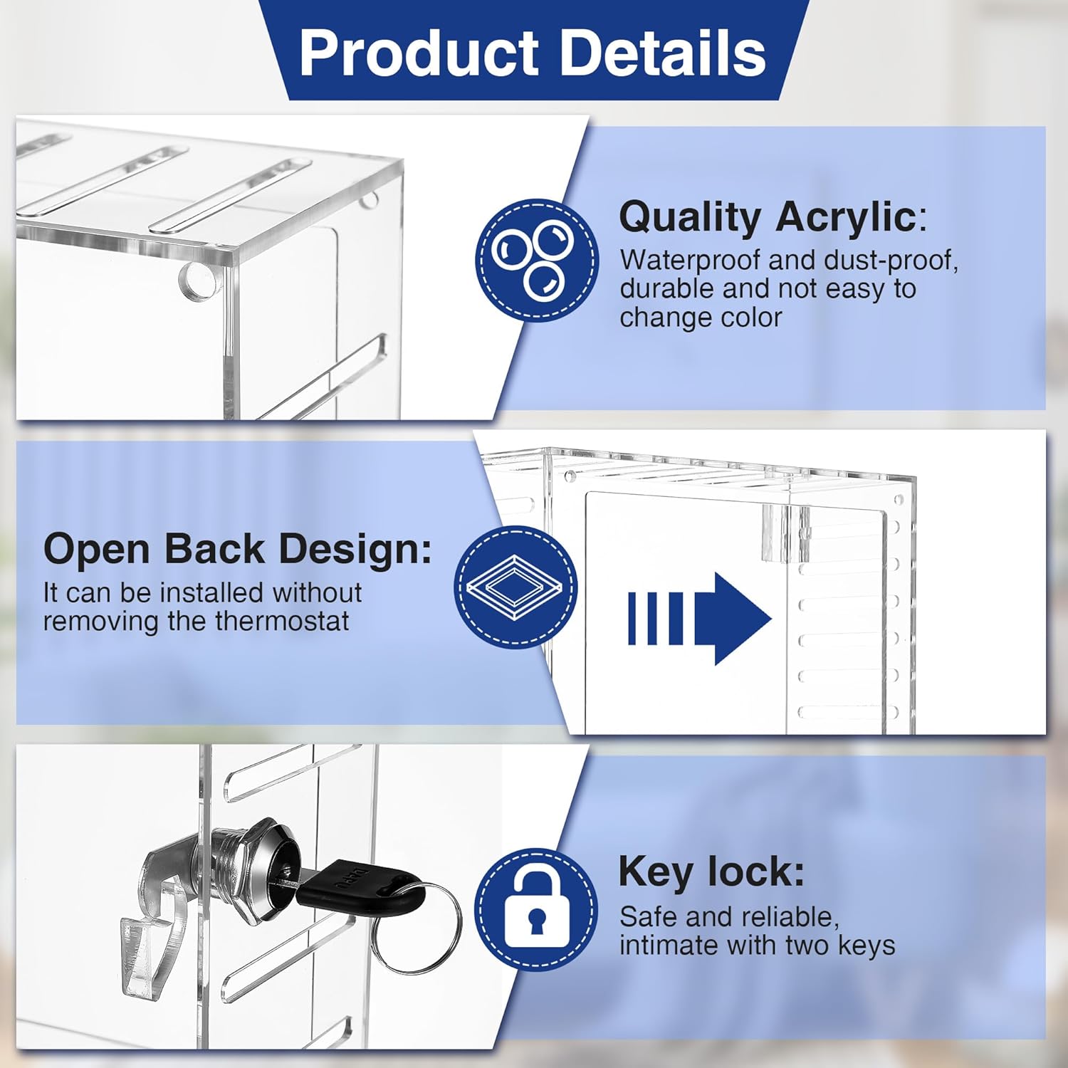 Clear Thermostat Lockable Box with Keys F800