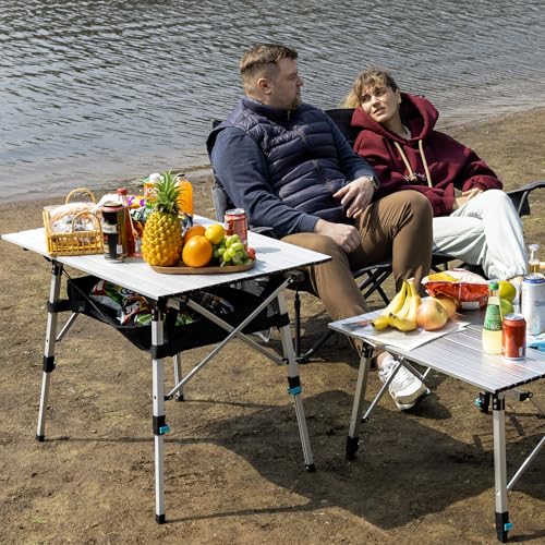 Portable Aluminum Folding Camping Table with Adjustable Legs Y872565