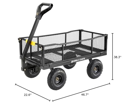 Black Steel Utility Wagon with Removable Side Panels, 4 Cu Ft, 900 lb Capacity B437413