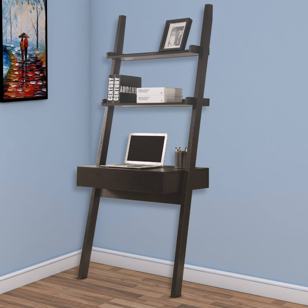 Cappuccino Ladder Desk with One Drawer O114