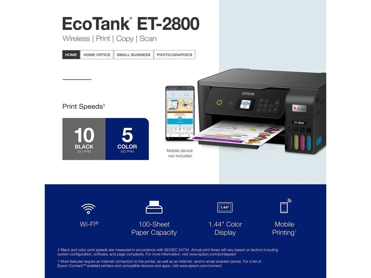 Black Wireless All-in-One Supertank Printer with Scan and Copy N584424