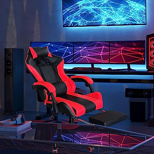 Red Ergonomic Gaming Chair with Footrest U412090