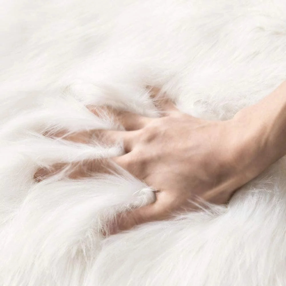 White 4x6 Ft Faux Sheepskin Fluffy Shaggy Rug D598055