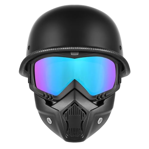 Motorcycle Half Helmet with Face Shield, DOT Approved Retro Half Shell Helmet K147