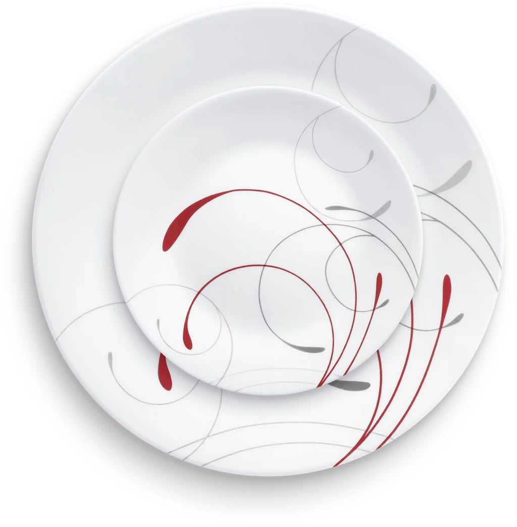 White and Red 12-Piece Dinnerware Set C934299
