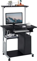 Black Computer Desk with Printer Shelf and Keyboard Tray T46522