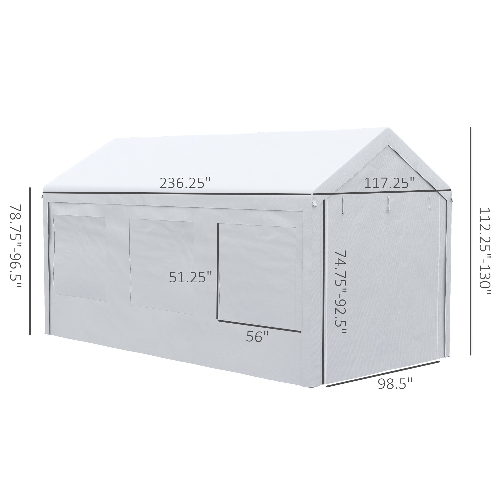 10' x 20' Height Adjustable Carport and Party Tent H151986