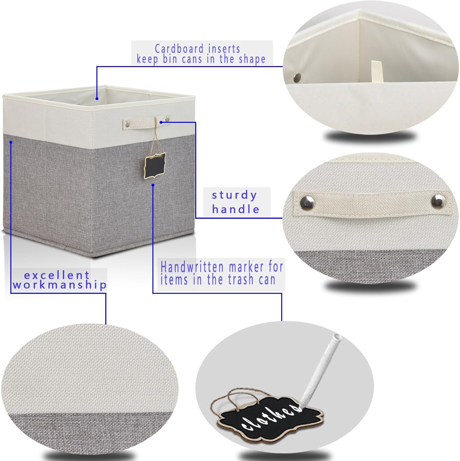 11x11 Fabric Storage Cubes with Cotton Handles O475338