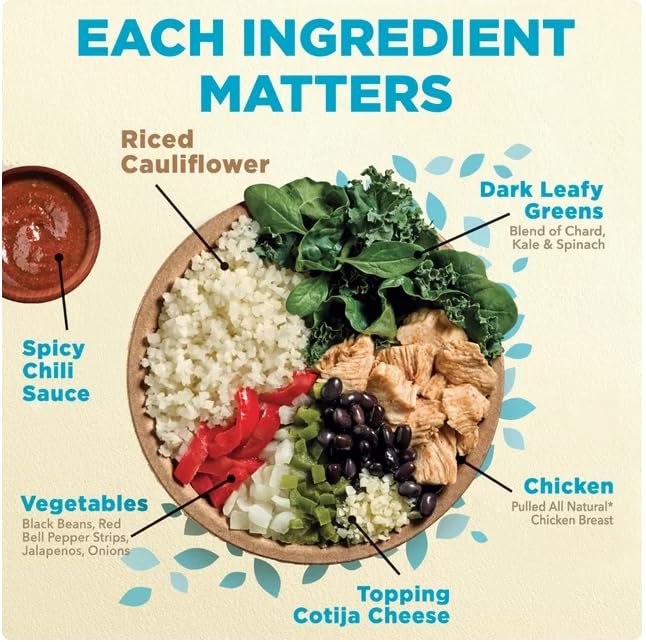 Spicy Black Beans Chicken & Riced Cauliflower Frozen Meal, 9.25 oz - Pack of 6 H99617