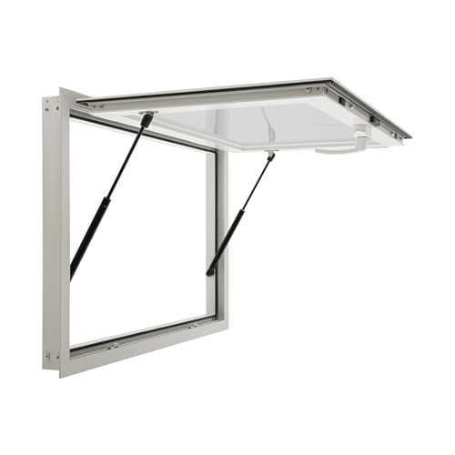 36" x 36" Aluminum Alloy Food Truck Service Window with 4 Screen Windows & Awning Door & Drag Hook O42658