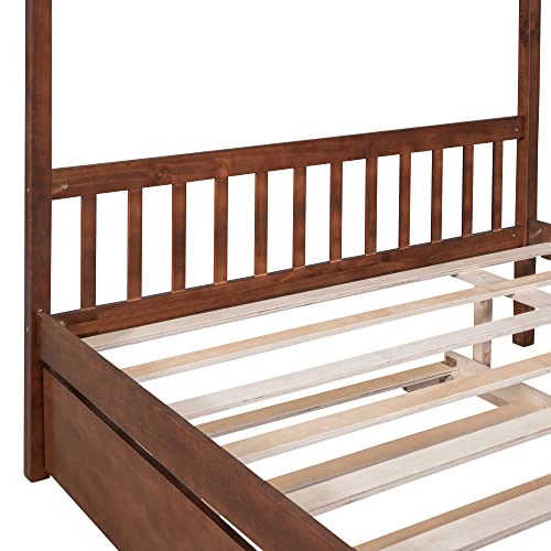 Full Size Solid Wood Platform Bed Frame with 2 Drawers R872
