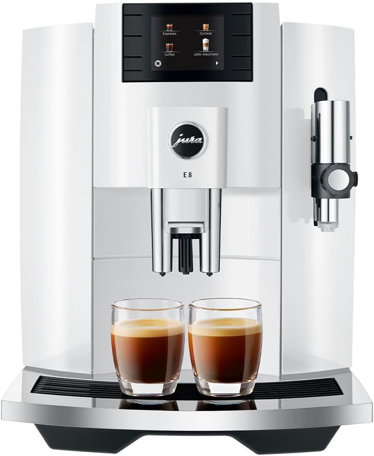 Piano White Automatic Espresso Machine with Glass Milk Container and Coffee Canister with Measuring Spoon P873588