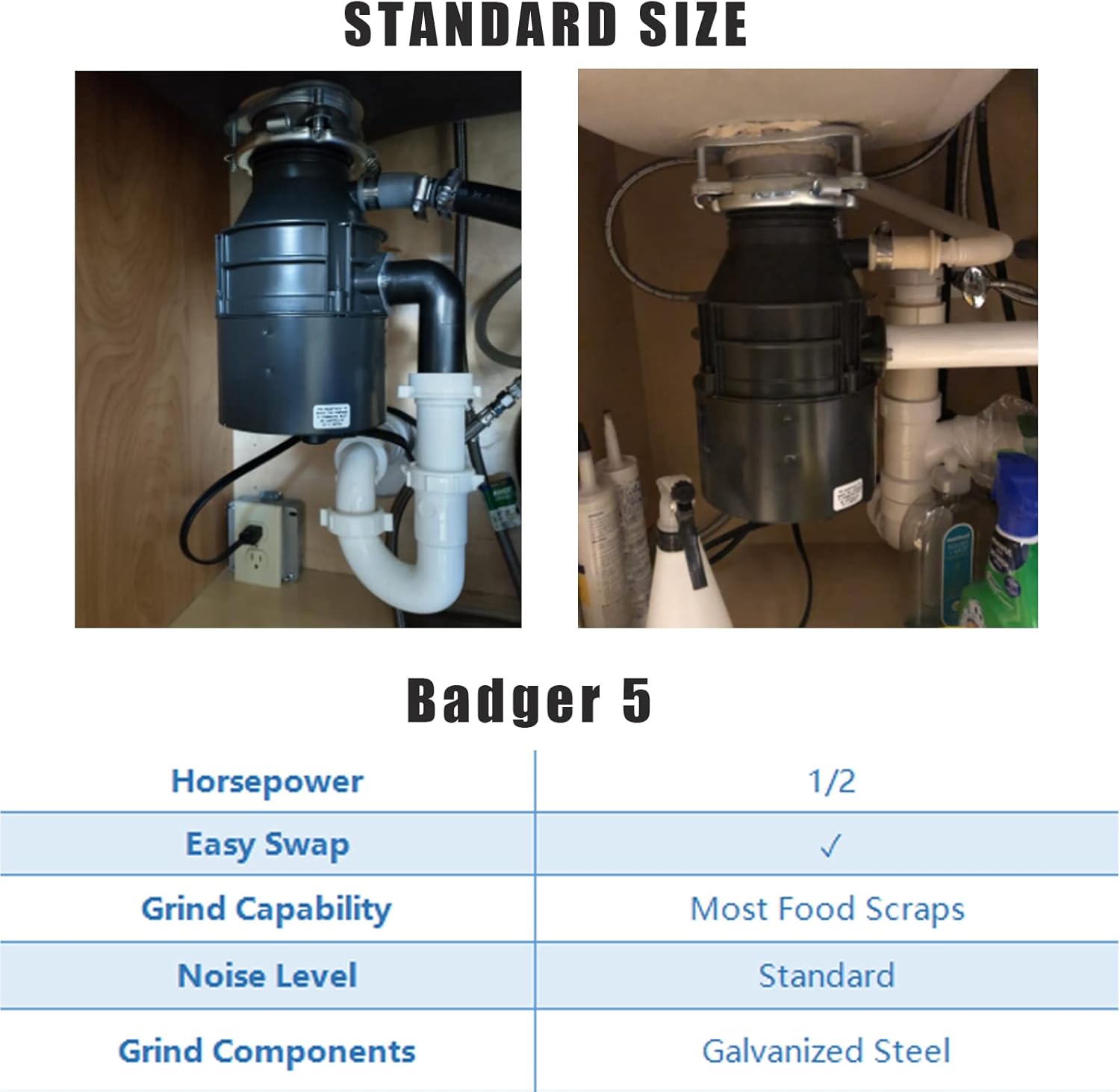 Black 1/2 HP Continuous Feed Garbage Disposal Y7338