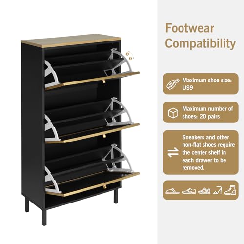 Natural Rattan Shoe Cabinet with 3 Flip Drawers I260496