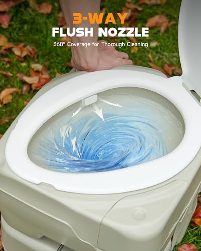 Portable Toilet, 5.3 gal. HDPE Camping Toilet with Built-in Handle A39058