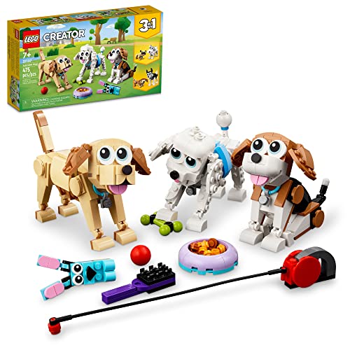 LEGO Creator 3 in 1 Adorable Dogs Building Toy Set, Featuring Dachshund, Beagle, Pug, Poodle, Husky, and Labrador Figures L23202