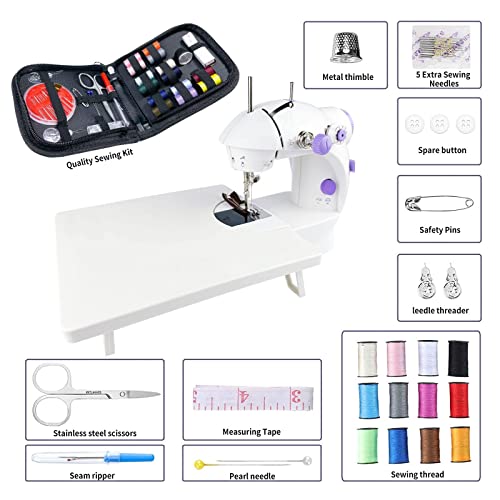 Mini Sewing Machine, Adjustable 2-Speed 2-Thread Portable Electric Sewing Machine with Foot Pedal T45431