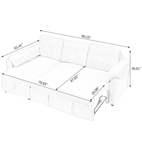 Black Corduroy Upholstered L-Shaped Sleeper Sectional Sofa with Pullout Bed K922465