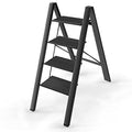 Black 4 Step Aluminium Folding Ladder J7535
