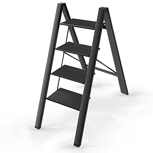 Black 4 Step Aluminium Folding Ladder J7535