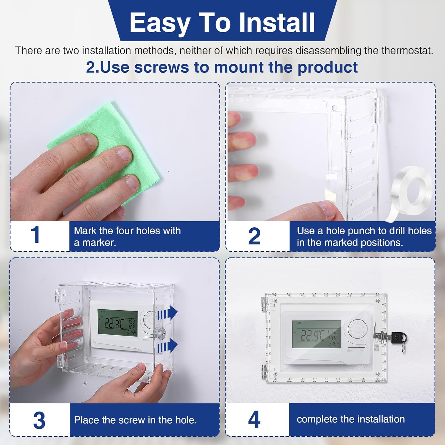Clear Thermostat Lockable Box with Keys F800