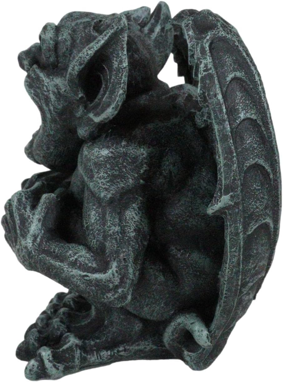 Gothic Winged Guardian Gargoyle Figurine Faux Stone Resin Sculpture J67775