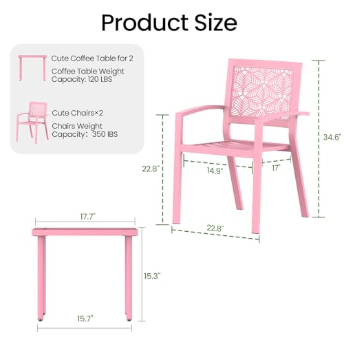 Peacock Blue Stackable Bistro Set with 2 Chairs and 1 Coffee Table P767570