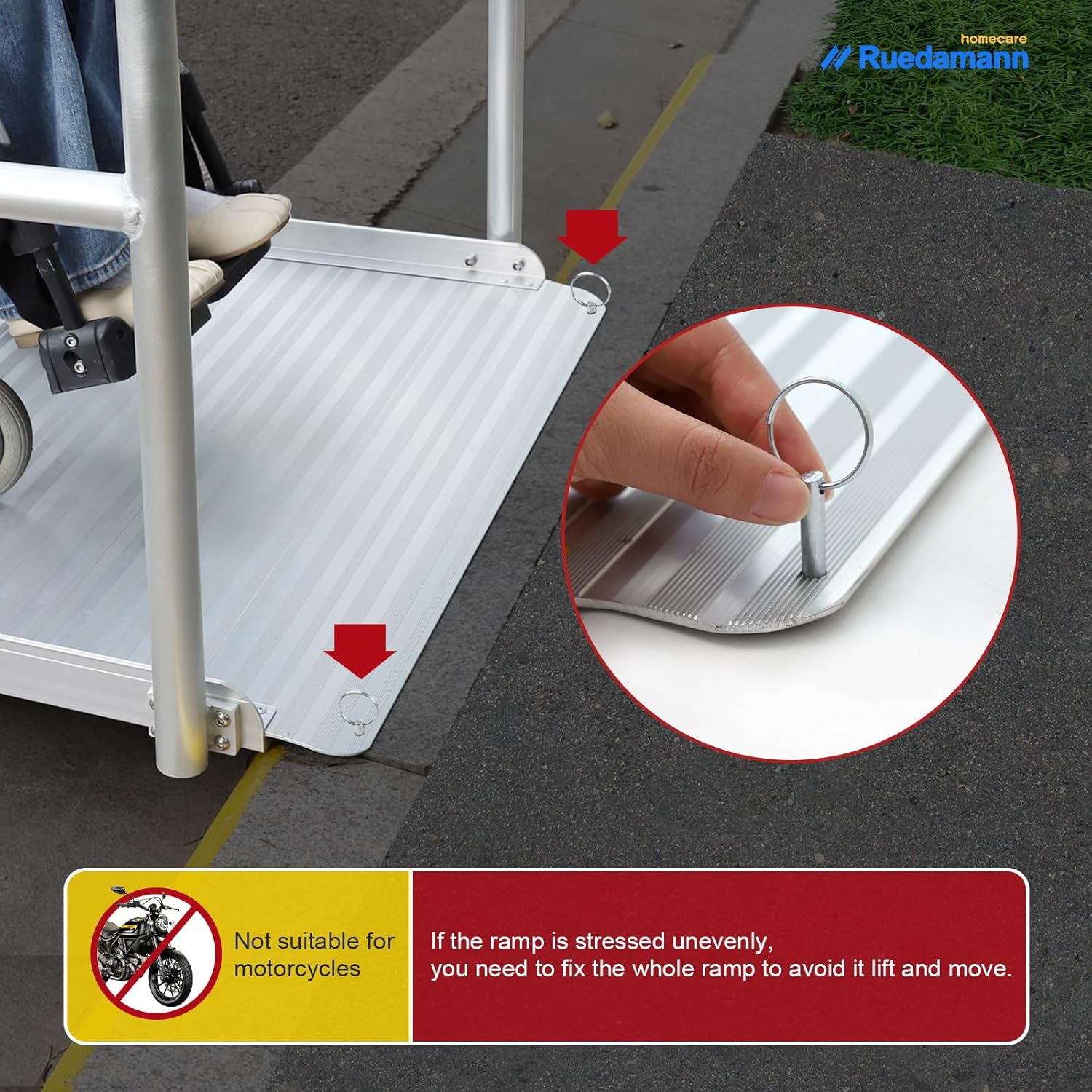 Aluminum Wheelchair Ramp with Handrails, 600 Lbs Capacity, Non-Slip A426001