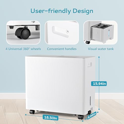 4500 Sq.Ft Energy Star Dehumidifier with Drain Hose, 50 Pint to 110 Pint Dehumidifier with 1.59 Gallon Water Tank E2371
