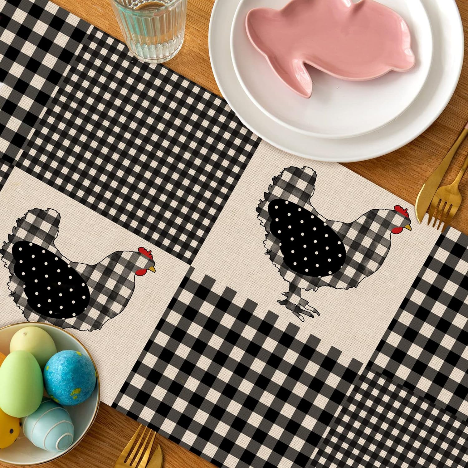 Black White Buffalo Plaid Check Table Runner 13x72 E978393