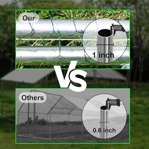 Large Metal Chicken Coop Walk-in Chicken Run with Waterproof Cover Anti-UV Spire Shaped Cage (13.1’L x 9.8’W x 6.5’H) I878