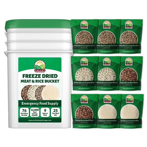 76 Serving Freeze Dried Meat & Rice Bucket Emergency Food Supply I833309