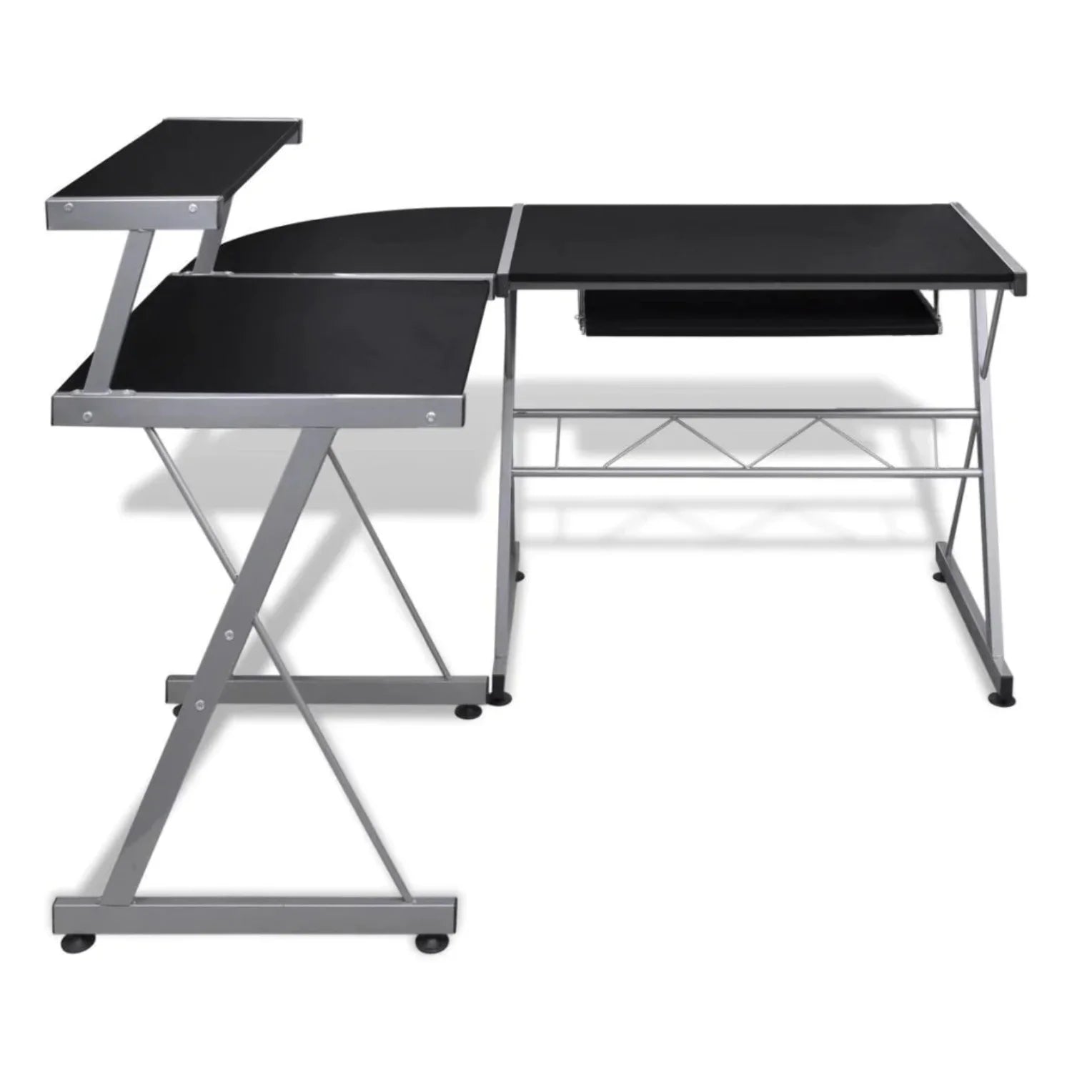 Black Computer Desk With Pull Out Keyboard Tray Y914225