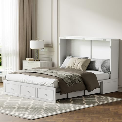 Grey Murphy Bed Cabinet with Tri-Folding Mattress K943