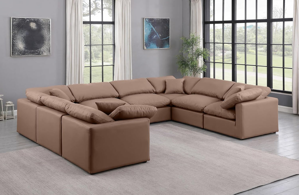 Brown Vegan Leather Sectional X557