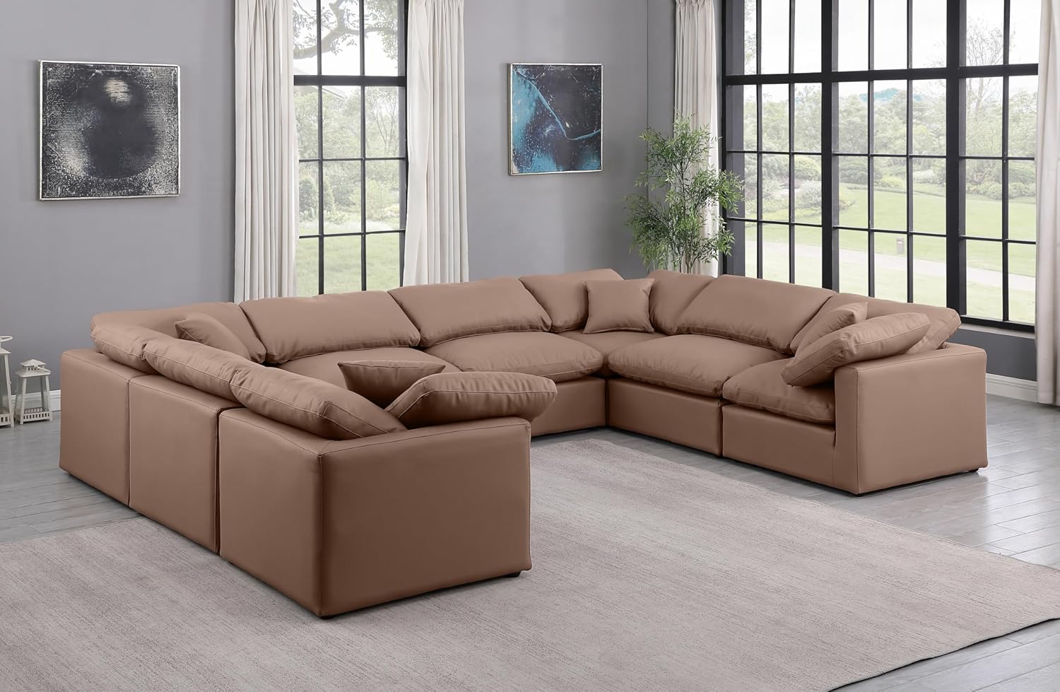 Brown Vegan Leather Sectional X557