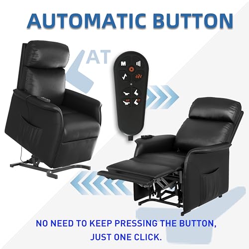 Black Electric Power Lift Recliner Chair with Massage and Heating V151841