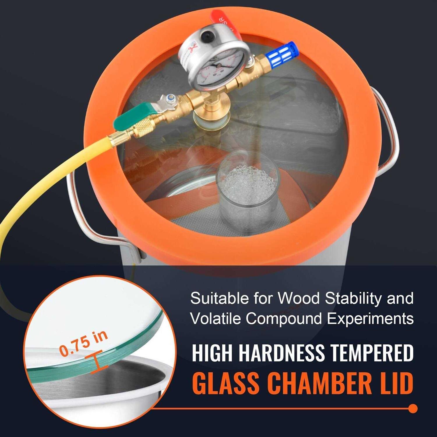 3 Gallon Vacuum Chamber with Tempered Glass Lid V16615