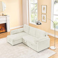 Black Corduroy Upholstered L-Shaped Sleeper Sectional Sofa with Pullout Bed K922465