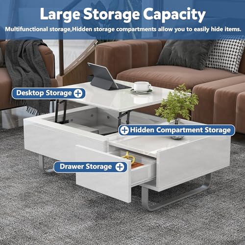 Black Lift Top Coffee Table with Storage and Hidden Compartment S54655