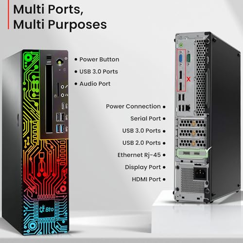 RGB Gaming Desktop PC Intel i5 8th Gen 16GB Ram 512GB SSD NVIDIA GeForce GT 1030 DDR5 24 inch Monitor WiFi Windows 11 Pro Renewed V8067