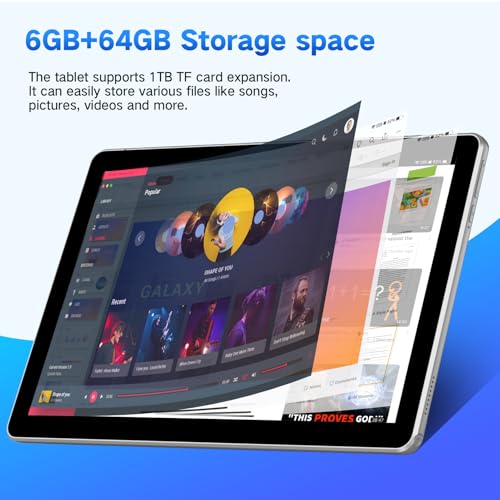 10.1 inch 4G LTE Tablet with SIM Card Slot, 64GB Storage, 1280x800 IPS, Dual Cameras D364693