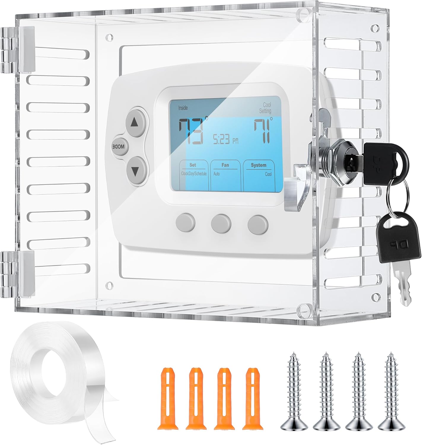 Clear Thermostat Lockable Box with Keys F800