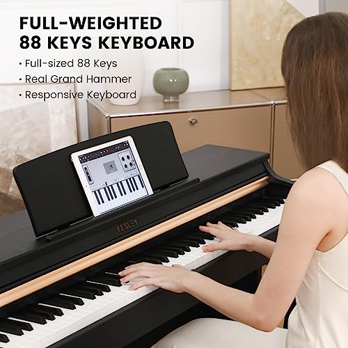 Black 88 Key Weighted Digital Piano with Hammer Action, Dual 25W Speakers, Triple Pedal S273850